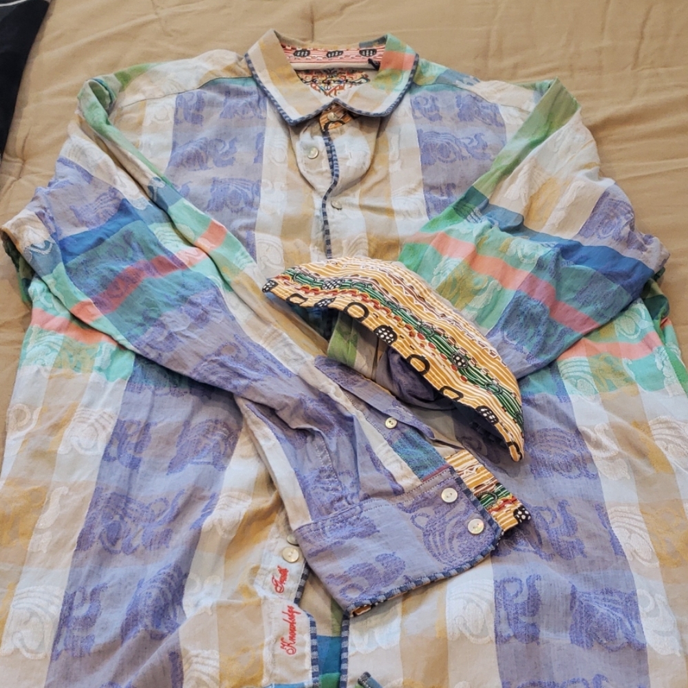 Men's Robert Gram shirt multi colored.